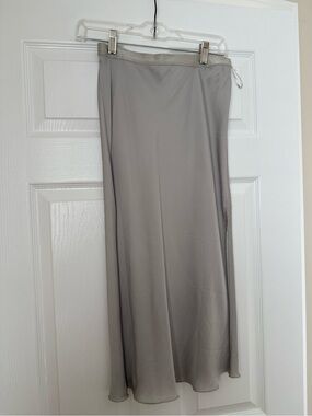 Free People Light Gray Midi Slip Skirt